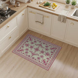 Vintage Pink Floral Border Pink Area Rug