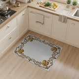 Ornate Golden Filigree Border Area Rug