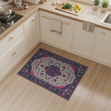 Navy Blue Pink Traditional Persian Area Rug