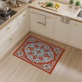 Vibrant Orange and Teal Traditional Persian Area Rug