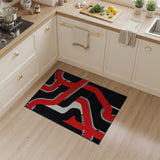 Geometric Modern Bold Red Black Geometric Abstract Area Rug