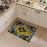 Distressed Yellow Diamond Southwestern Rug