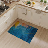 Teal Blue Geometric Sunset Abstract Area Rug