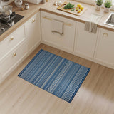 Navy Blue and White Striped Coastal Rug