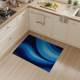 Fluid Blue Waves Abstract Blue and Teal Area Rug