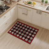 Red Border Dice Grid Area Rug