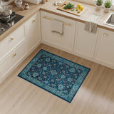 Traditional Persian Navy Teal Floral Persian Area Rug