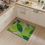 Layered Green Leaves Geometric Area Rug