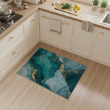 Teal Marble Gold Vein Abstract Area Rug