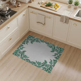 Green Green Leaf Vine Border Area Rug