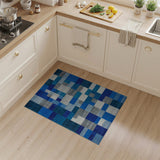 Geometric Modern Blue and Teal Blue Teal Geometric Patchwork Area Rug