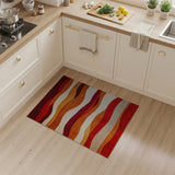 Wavy Red Orange Abstract Area Rug