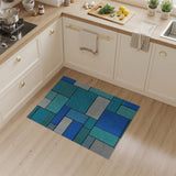 Blue and Teal Blue Teal Geometric Patchwork Area Rug