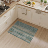 Teal Gold Striped Distressed Vintage Area Rug