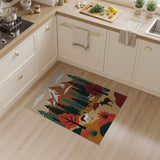Geometric Deer Forest Mountain Landscape Rug