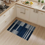 Blue and Teal Navy Blue Grey Geometric Striped Area Rug