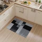 Black White Geometric Block Area Rug