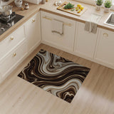 Fluid Brown Tan Swirl Abstract Area Rug