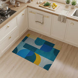 Geometric Modern Teal Blue Geometric Abstract Area Rug