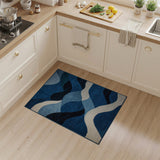 Abstract Blue Wave Geometric Blue and Teal Area Rug