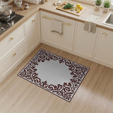 Ornate Maroon Floral Scroll Border Rug