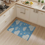 Whimsical Clouds Stars Blue Kids Area Rug