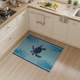 Navy Sea Turtle Teal Blue Coastal Rug