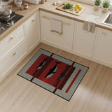 Red Whale Silhouette Striped Area Rug