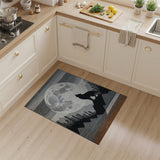 Howling Wolf Full Moon Mountain Grey Area Rug