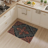 Ornate Grey Coral Floral Baroque Area Rug