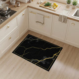 Golden Kintsugi Crack Black Area Rug