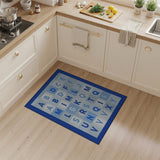 Blue and Teal Blue Alphabet Kids Learning Rug