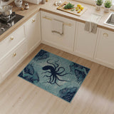 Teal Cyber Octopus Circuit Area Rug