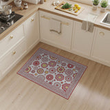 Red Floral Mandala Border Area Rug