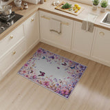 Whimsical Pink Purple Floral Butterfly Rug