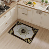 Gold and Silver Ornate Gold Sunburst Medallion Rug