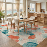 Blue Teal Abstract Pebble Area Rug