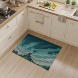 Teal Striped Coastal Cliffs Area Rug