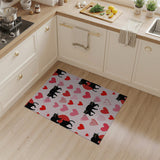 Playful Black Cats Pink Hearts Area Rug
