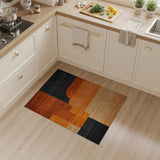 ODIKA Washable Abstract Geometric Rug - Burnt Orange & Black Low Pile Area Rug