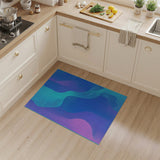 Abstract Blue Teal Fluid Wave Geometric Rug