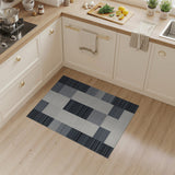 Modern Black White Geometric Block Area Rug