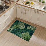 Lush Coastal Beach Lush Monstera Leaf Green Area Rug