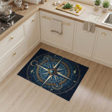 Vintage Compass Rose Blue Area Rug