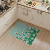 Whimsical White Daisy Meadow Teal Area Rug