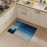 Blue Teal Geometric Block Dot Area Rug