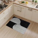 ODIKA Modern Abstract Geometric Black & White Washable Area Rug - Low Pile Non-Slip Rug