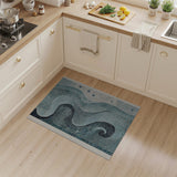 Teal Abstract Wave Swirl Area Rug