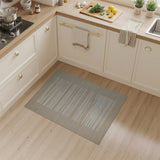 Beige Striped Woven Area Rug with Textured Border