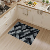 Modern Grey Stacked Cubes Area Rug